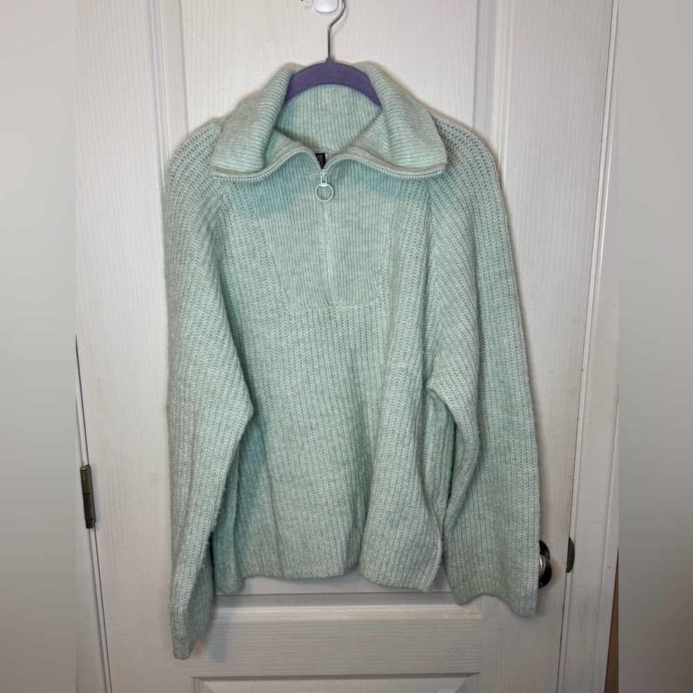 H&M Mint Green Zip-Up Sweater